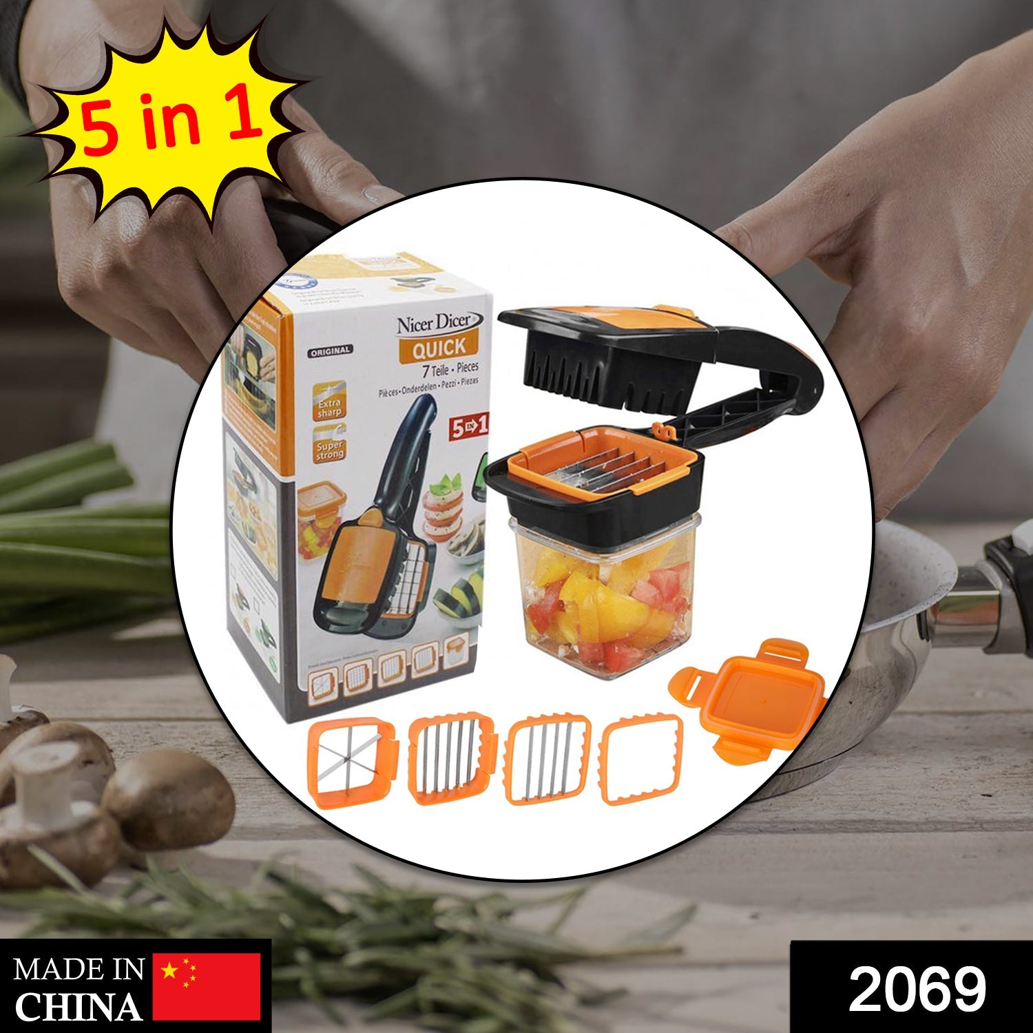 2069 5 In 1 Nicer Dicer used for cutting and shredding of various types of food stuff in all kitchen purposes. 2069 5 In 1 Nicer Dicer used for cutting and shredding of various types of food stuff in all kitchen purposes.